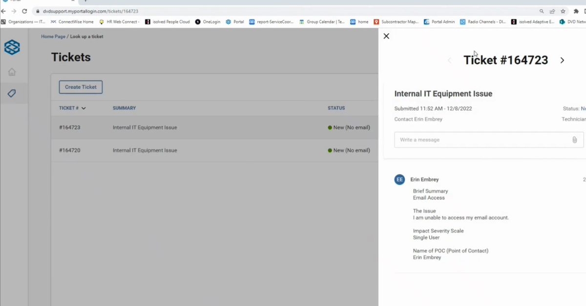 Client Login ticket submission