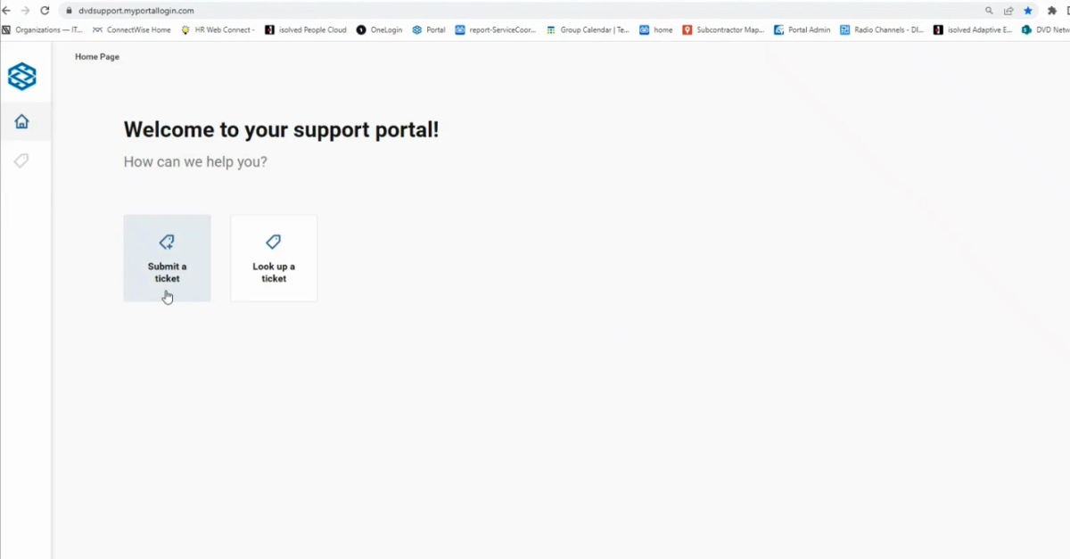 Client Login home dashboard